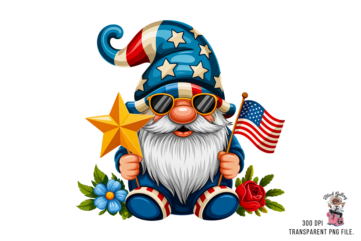 4th of July Gnome Clipart Png Bundle, an Illustration by Clipart Bloom (Photo 7 of 11)