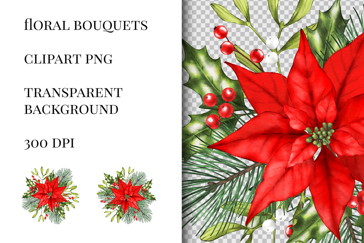 Poinsettia christmas png clipart, an Illustration by ARTVracovska (Photo 3 of 5)
