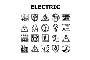 electric danger shock power icons, a Technology Illustration by pikepicture