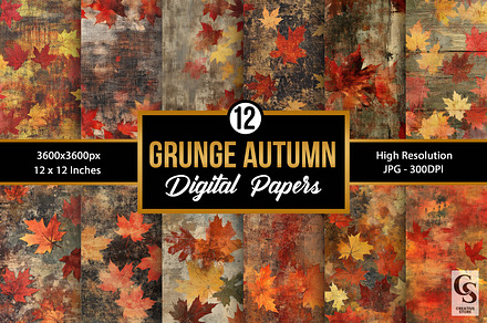 Fall Grunge Leaves Digital Papers, a Pattern Graphic by Creative Store