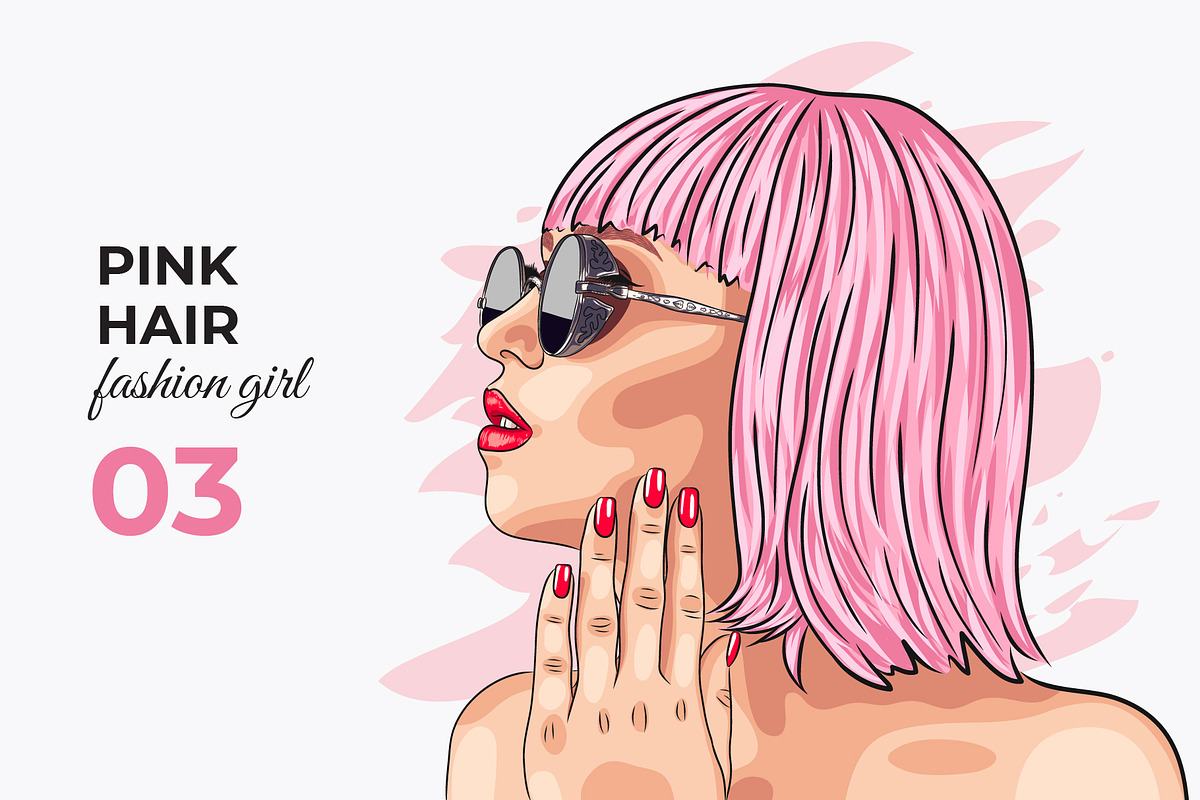 Vector Pink Hair Girl, a Person Illustration by Iryna Denysova (Photo 4 of 4)