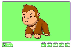 Cute Gorilla Cartoon Vector Icons, an Animal Illustration by Artstorystudio
