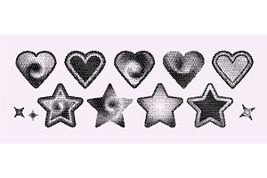 Pixel art hearts and stars with, an Object Illustration by art PVP - market