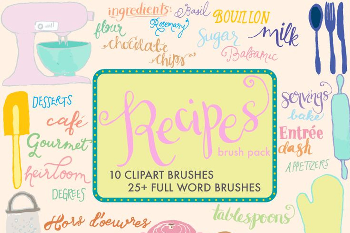 Recipe BRUSH PACK: words & clipart
