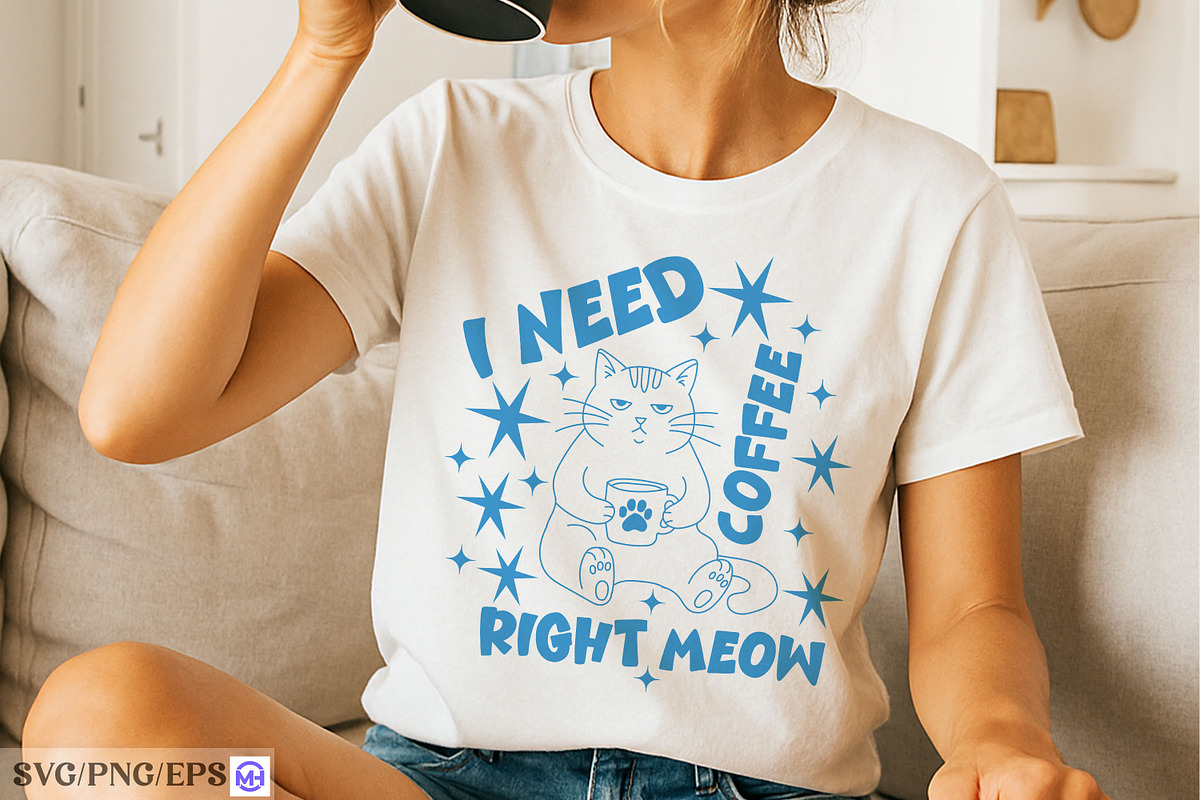 Cat Coffee Pun Funny Hand-drawn SVG, a Graphic by mh_arif (Photo 2 of 4)