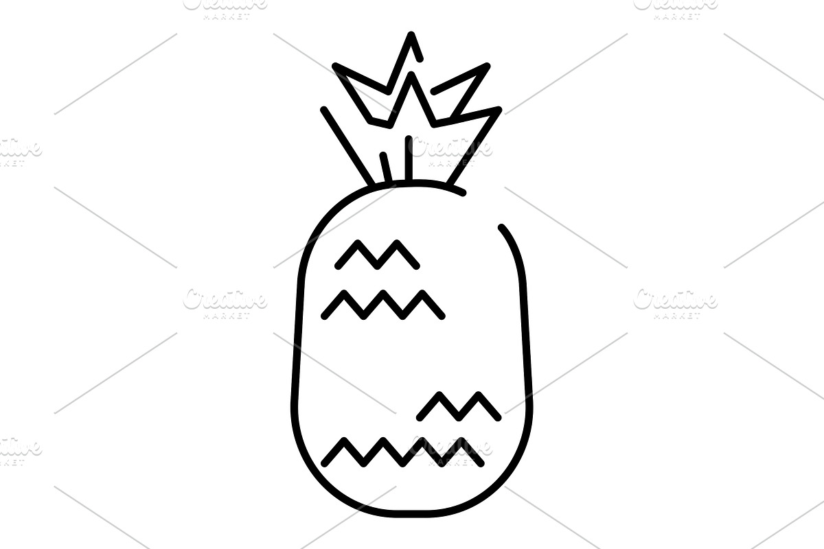 Illustration of pineapple., a Food Illustration by incomible