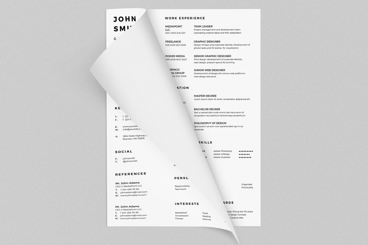 Simple Resume CV with Business Card, a Stationery Template by ND Design (Photo 10 of 13)