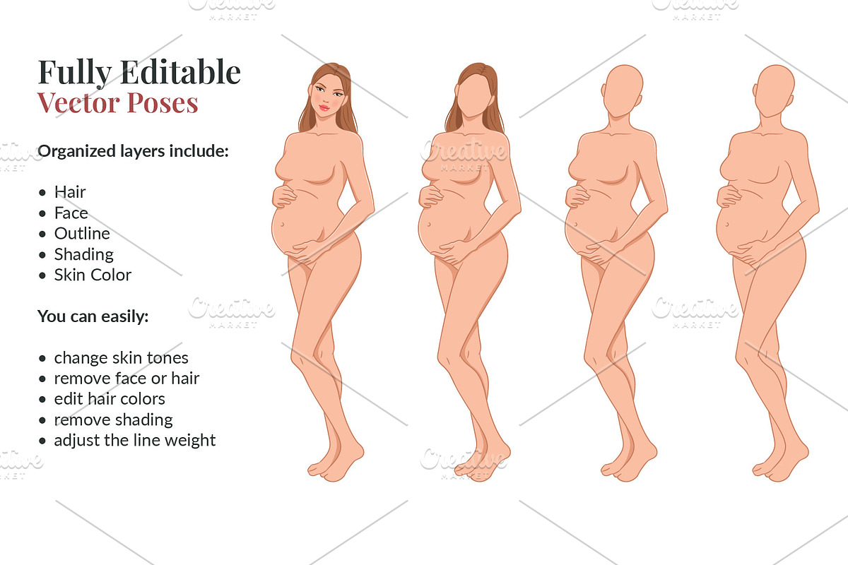 Maternity Fashion Croquis Templates, a Person Illustration by Shorena Fashion Draws (Photo 8 of 12)