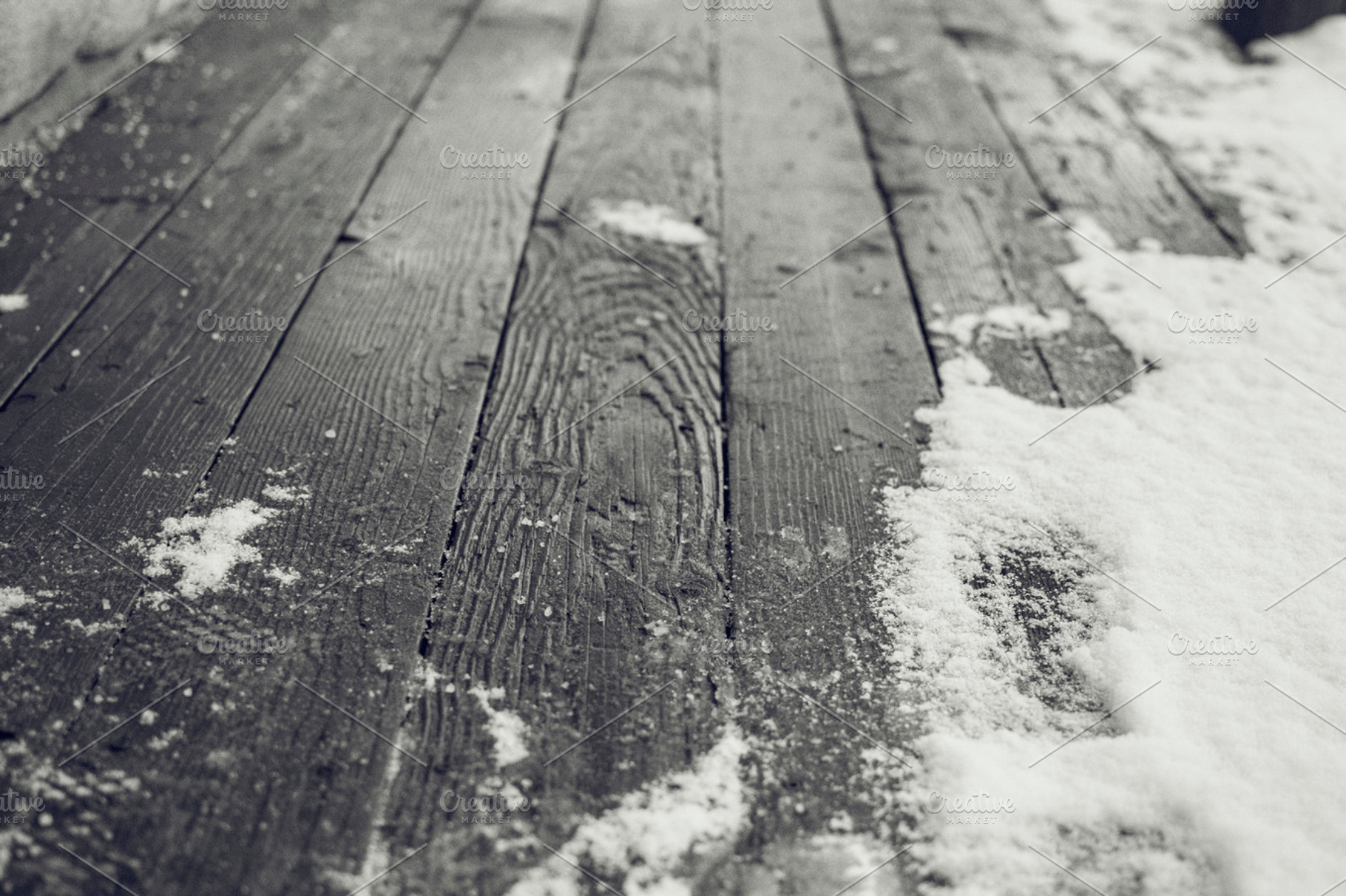 Wood Planks with Snow, an Abstract Photo by Suzo Images