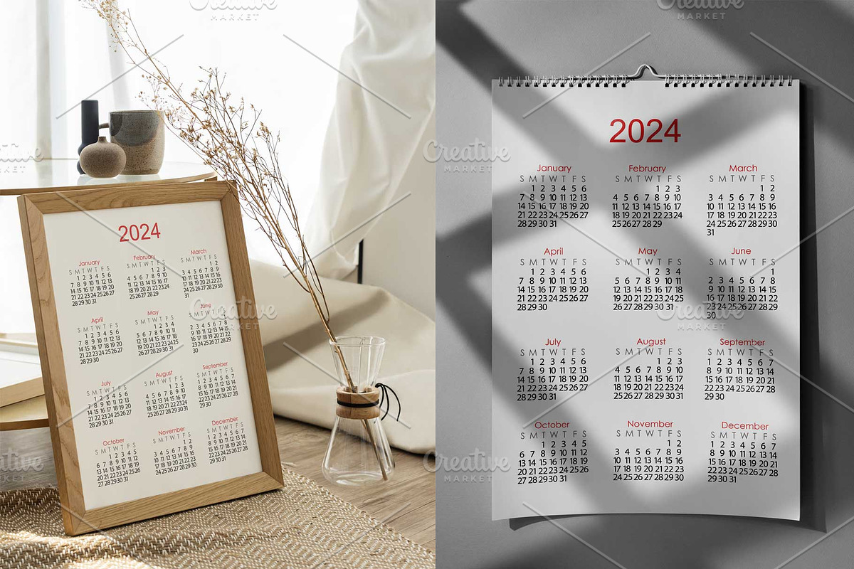 Calendar 2024 template, a Stationery Template by Contes_de_fée (Photo 5 of 7)