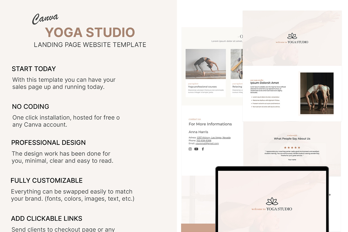 Yoga Studio Canva Template, a Templates & Theme by Angelas_Studio (Photo 2 of 2)
