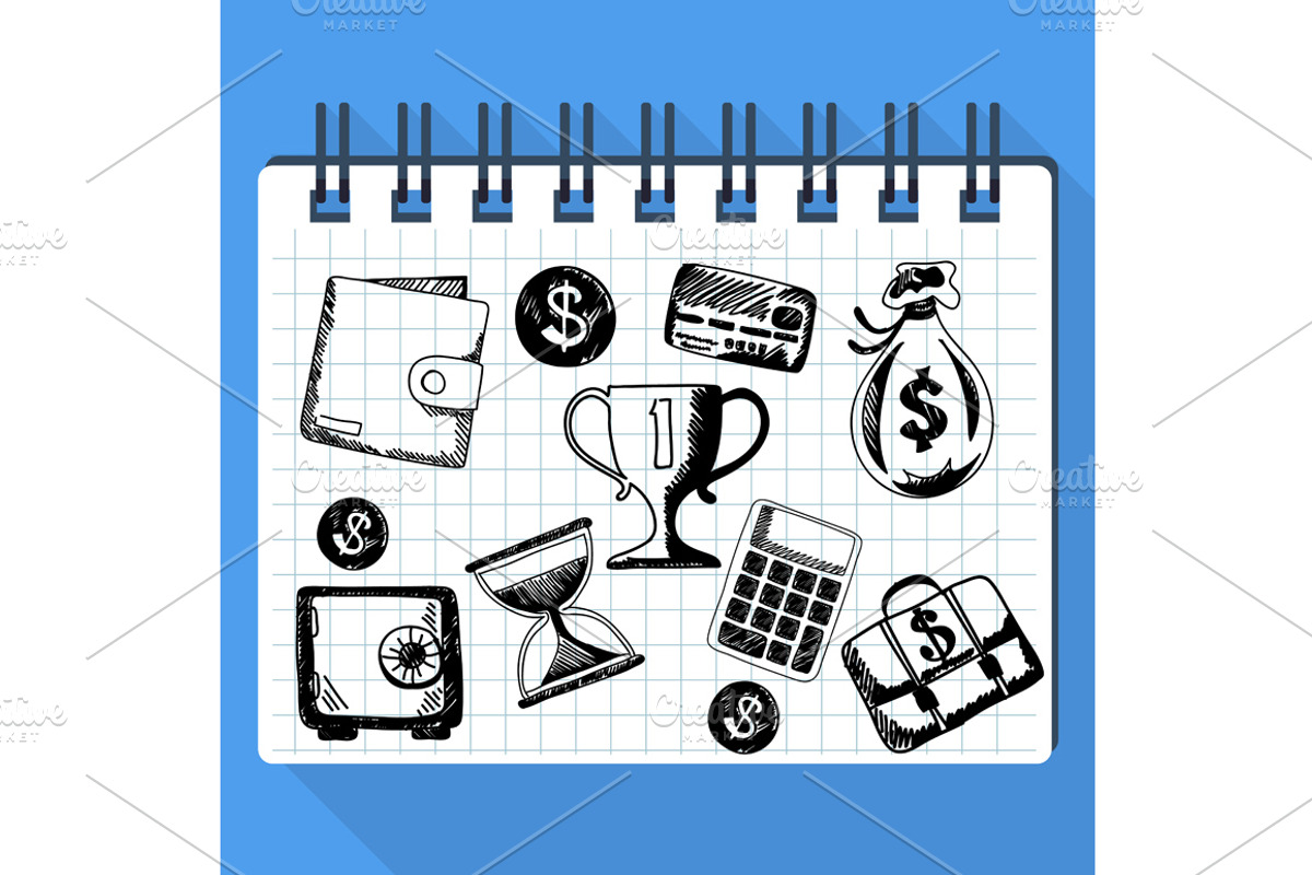 Sketch of business concept and money