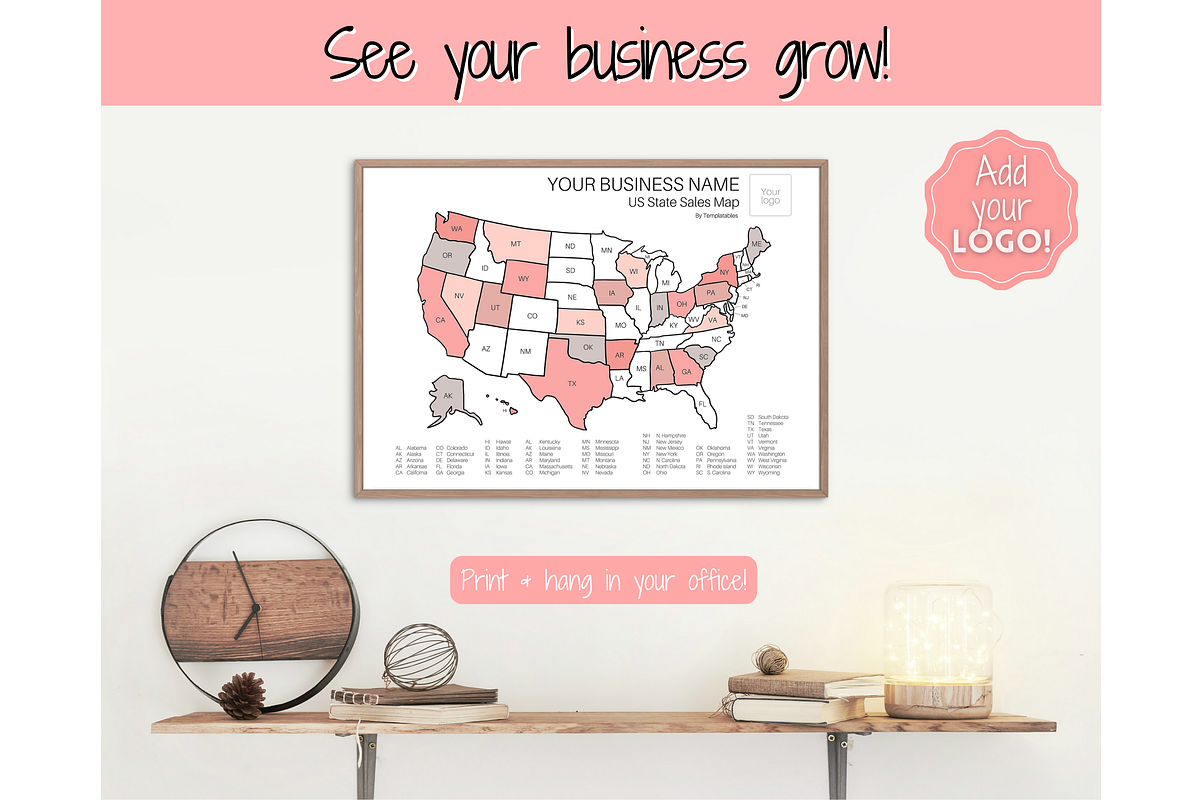 US Sales Map, EDITABLE Color Tracker, a Stationery Template by Templatables (Photo 6 of 10)