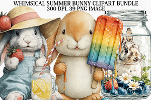 Whimsical Summer Bunny Clipart PNG, a Seasonal Illustration by Canvas Craft