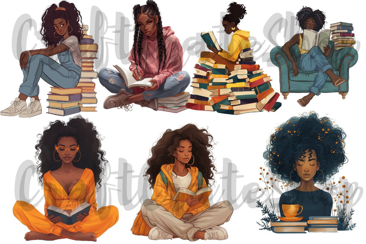 Book lover clipart, an Illustration by CraftCrateShop (Photo 4 of 5)