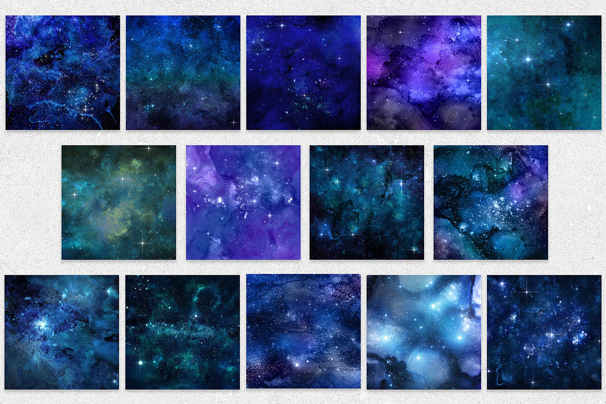 Watercolor and Stars Digital Paper, a Texture Graphic by Digital Curio (Photo 3 of 3)