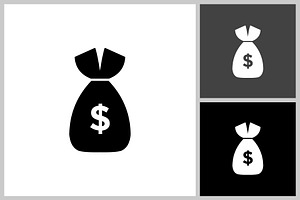 money bag silhouette design vector, a Finance Illustration by quadrazo