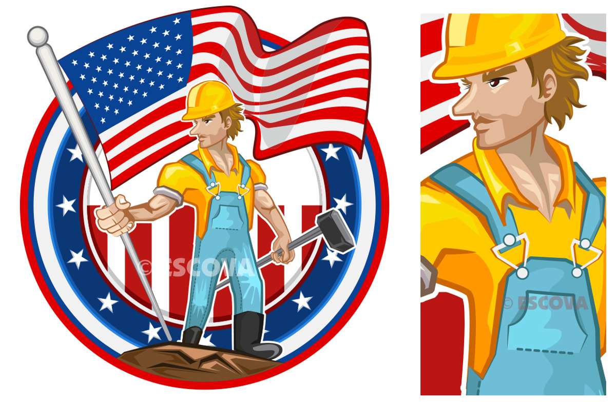 American Worker Labor Day Mayday, an Illustration by vectorbender village