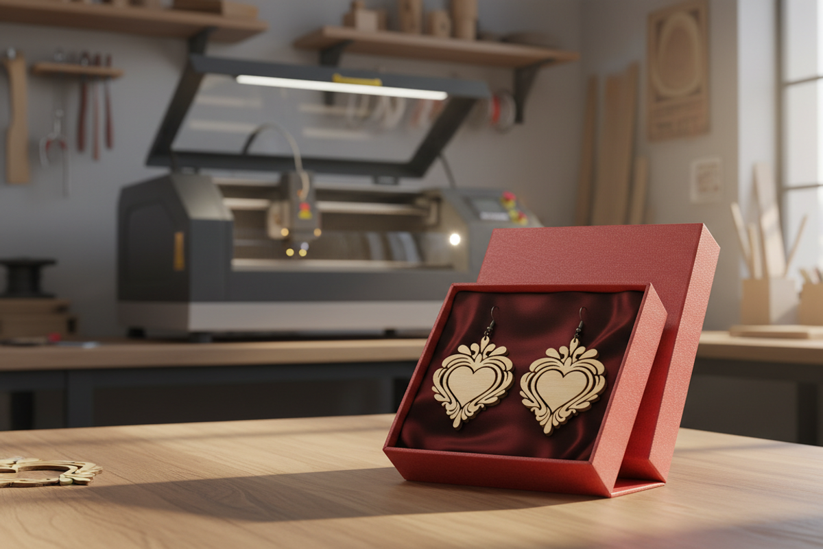 Laser Cut Heart Earrings, an Object Graphic by Designer_Momina (Photo 2 of 5)