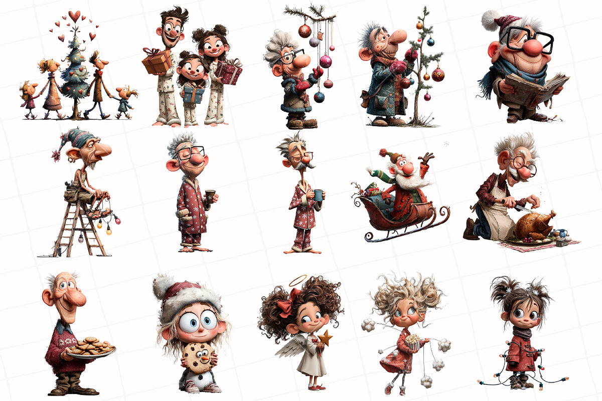 Whimsical Christmas Family Clipart, an Illustration by OK Design (Photo 3 of 6)