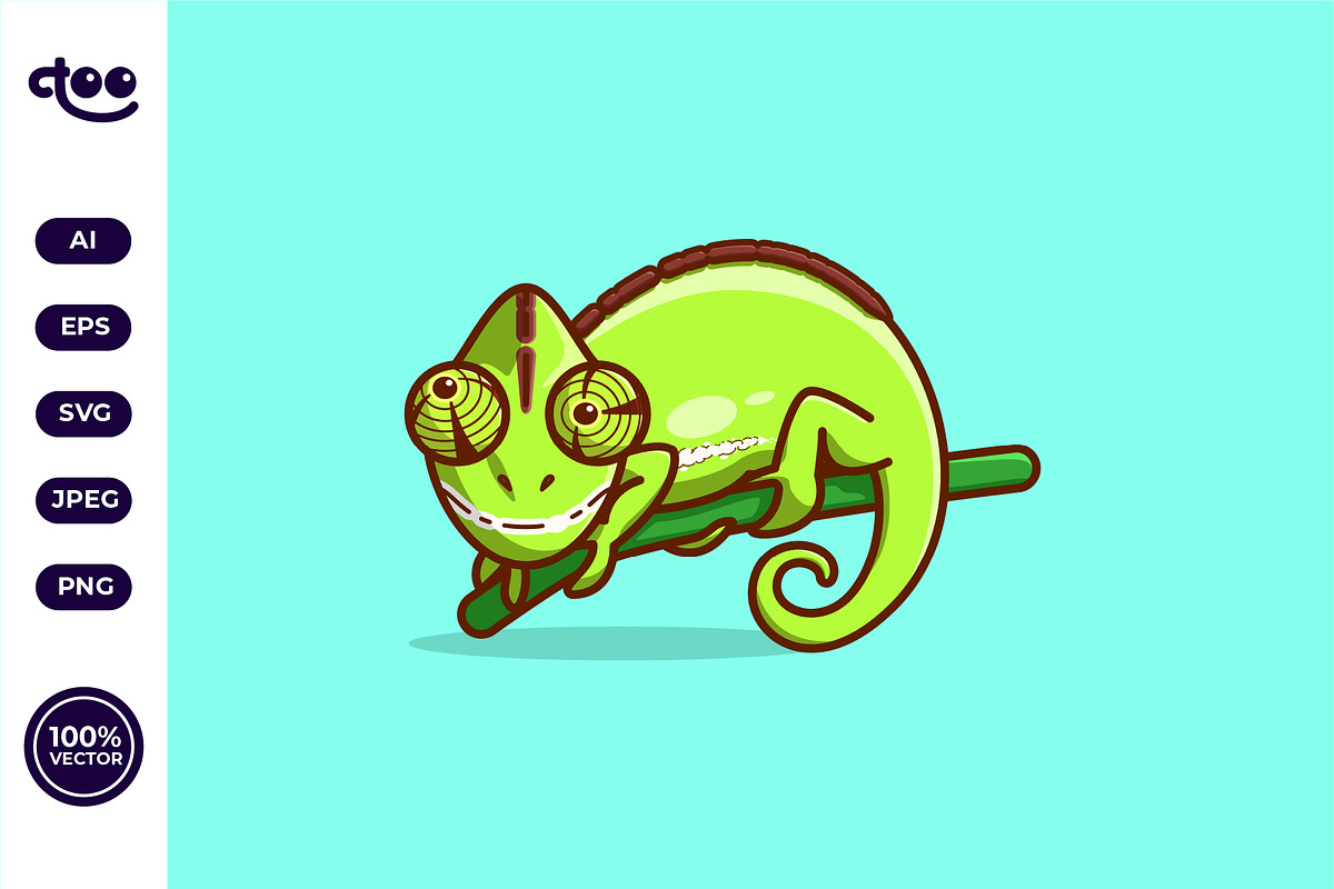 Simple Chameleon with Funny Eyes, an Animal Illustration by Satisfactoons
