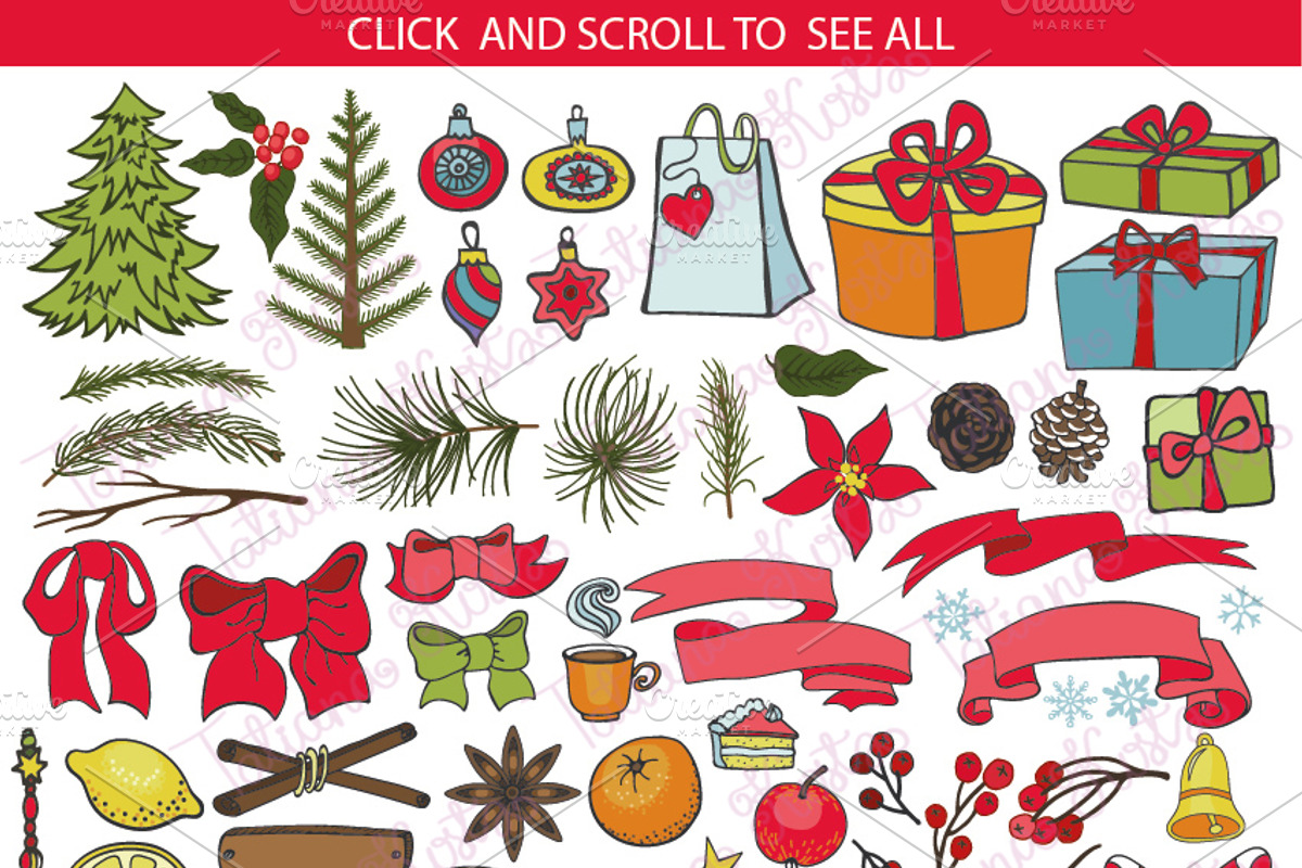 65 Christmas doodle decoration kit, an Object Graphic by Tatianakost49 (Photo 2 of 3)