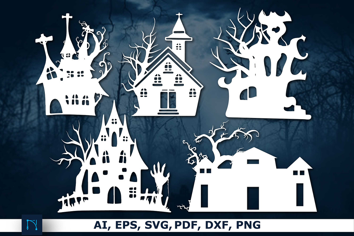 Halloween Haunted House SVG Bundle, a Graphic by NGISED