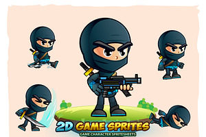 Ninja 2D Game Character Sprites