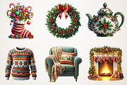 Cozy Christmas Watercolor Set, an Illustration by RobertsArt (Thumbnail 5 of 5)