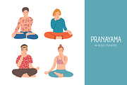 People do pranayama breath practise, a Healthcare Illustration by Good Studio (Thumbnail 1 of 7)