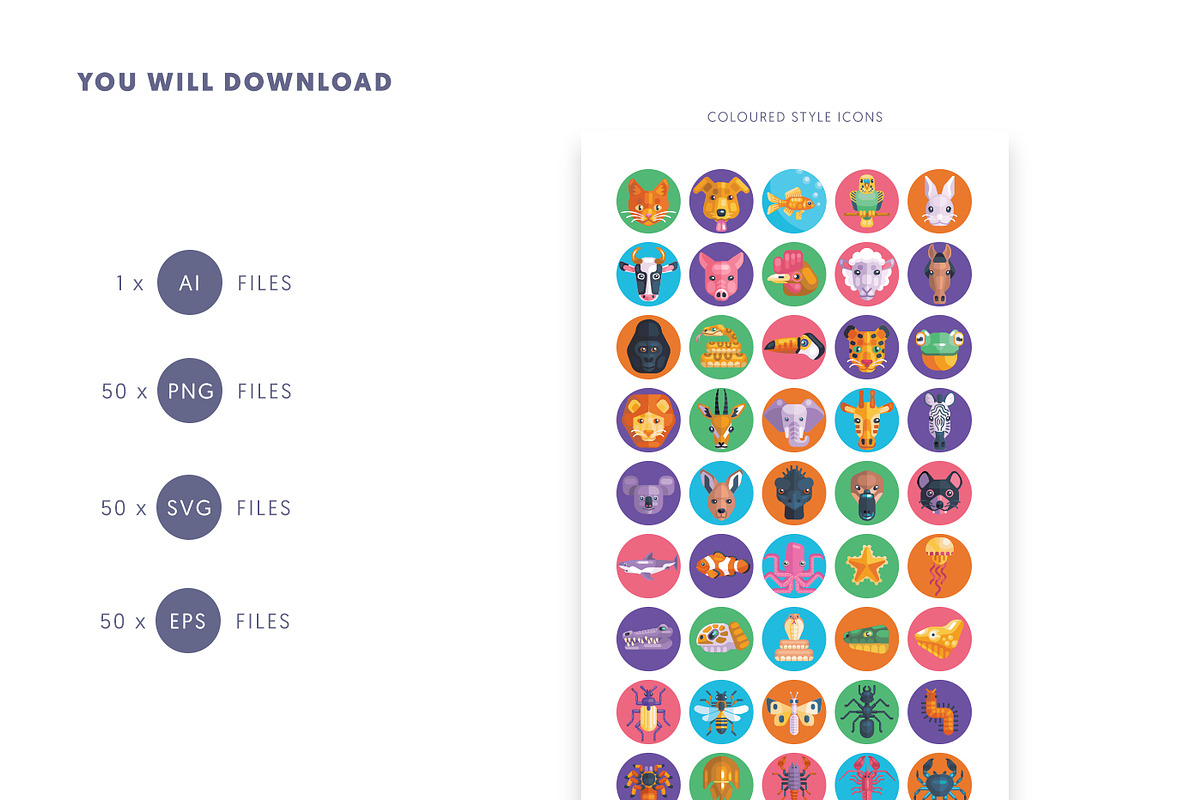 50 Animal Avatar Icons, an Outline Icon by Dighital (Photo 9 of 9)