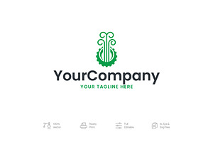 Monogram Flat Green Gear Logo, a Branding & Logo Template by Minimalist Logos