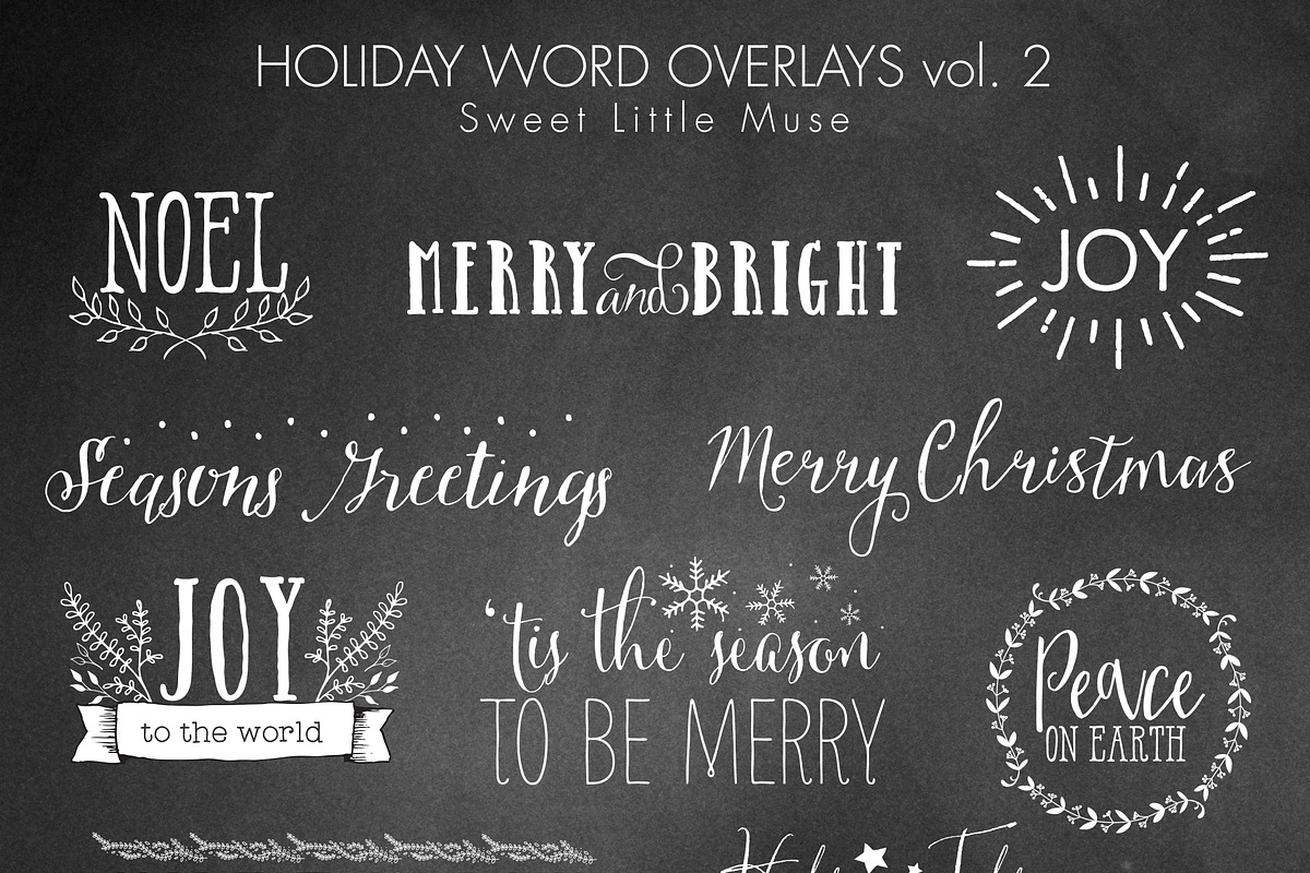 Christmas word overlays - digital