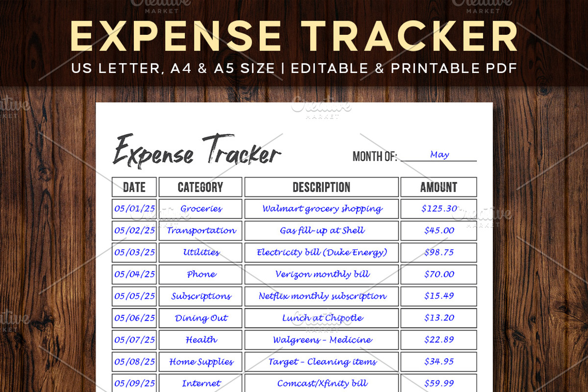 Editable Expense Tracker, a Stationery Template by Graphicsnext (Photo 1 of 7)