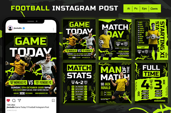 Green Neon | Football Instagram Post preview 4