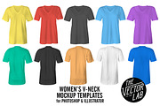 Women's V-Neck Mockup Templates, a Shirt Mockup by TheVectorLab (Thumbnail 3 of 3)