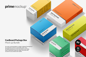 Cardboard Package Box Mockup Bundle