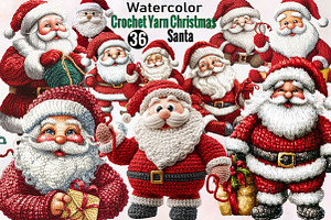 Crochet Yarn Christmas Santa Clipart, an Illustration by SVGArt