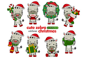 cute zebra celebrate christmas, an Animal Illustration by MEDZ