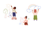 Cute kids drawing on wall set, a Person Illustration by Good Studio (Thumbnail 5 of 8)
