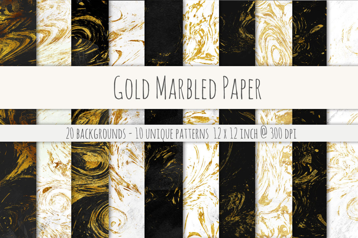 Gold Marbled Digital Paper, a Texture Graphic by Transfuchsian (Photo 1 of 4)