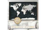 Vector World Map - Large&Detailed, a Decorative Illustration by PorcuPen Works (Thumbnail 6 of 8)