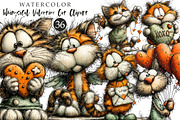 Whimsical Valentine Cat Clipart, an Illustration by OK Design (Thumbnail 1 of 6)
