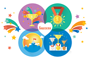 4 Success icons + 2 design templates, an Illustration by Olyzel (Thumbnail 5 of 5)