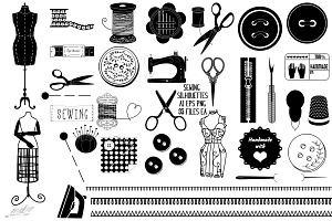 Sewing Silhouettes AI EPS PNG, an Illustration by FrankiesDaughtersDesign