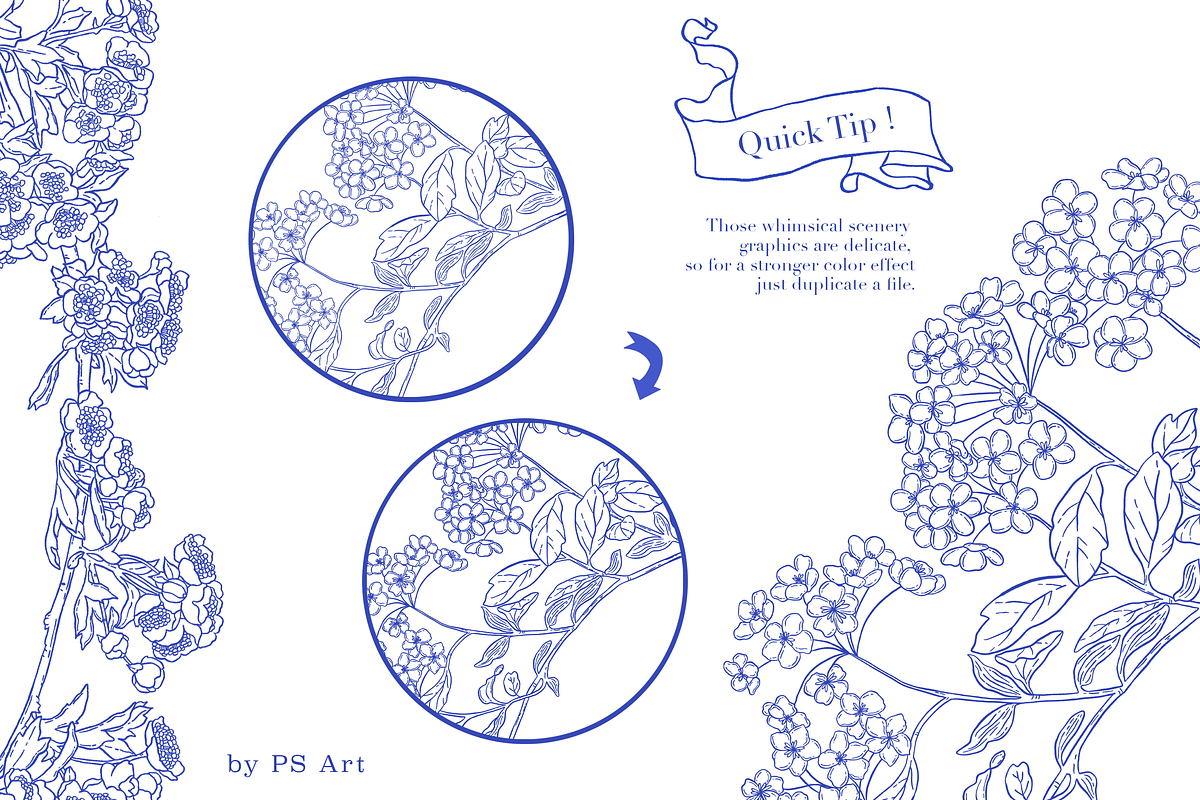 Blue Gardens Chinoiserie set, a Texture Illustration by Patishop Art (Photo 5 of 11)