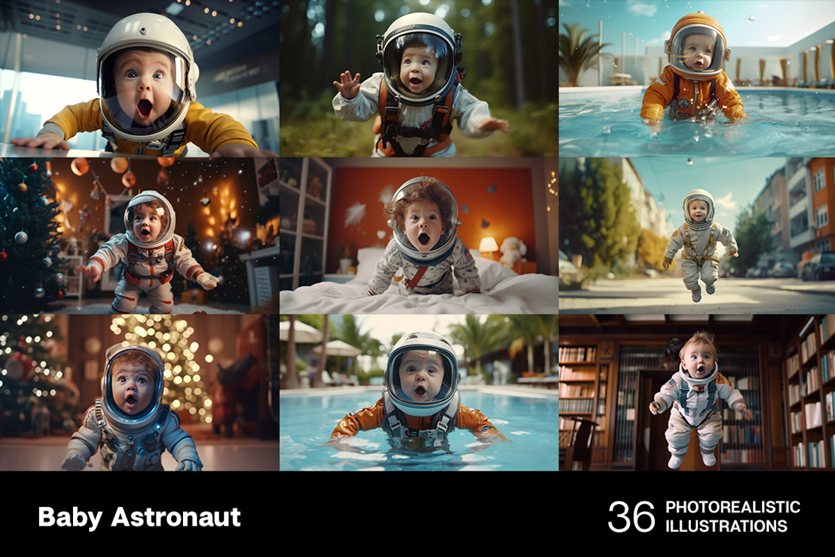 Baby astronaut - 36 images, a Person Illustration by Handmadefont (Photo 4 of 10)