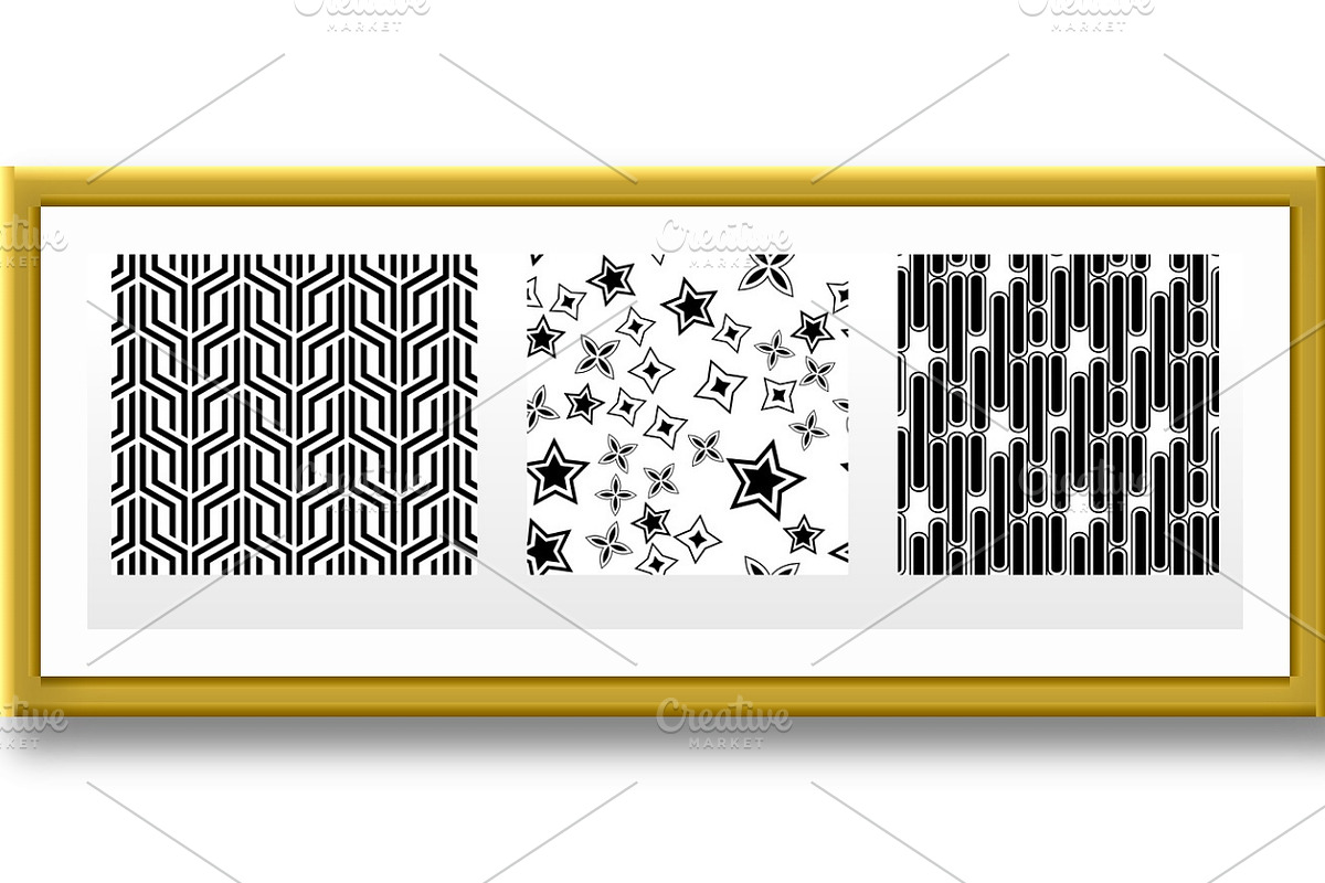 Geometric set of seamless black and, a Pattern Graphic by RODINA (Photo 2 of 3)