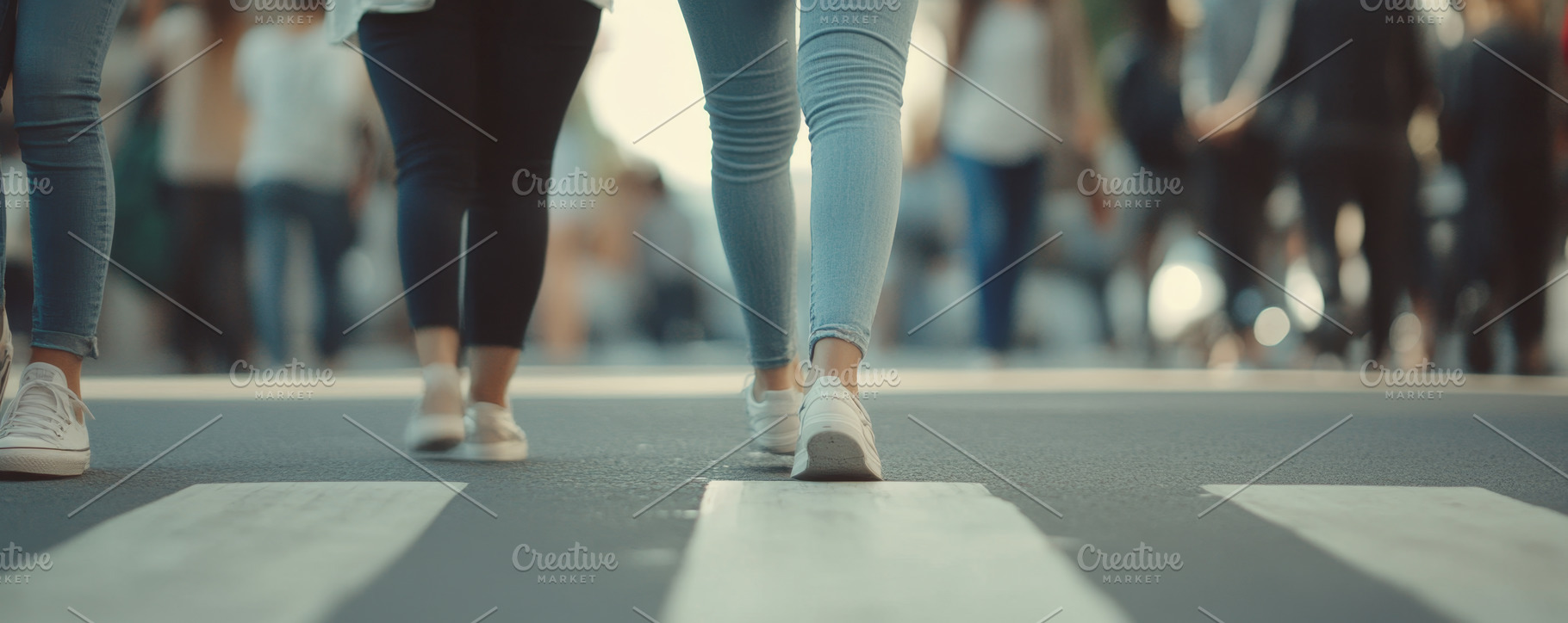 Close-up of person walking on a city crosswalk with shopping bag, an Abstract Photo by Natalia Klenova's Shop