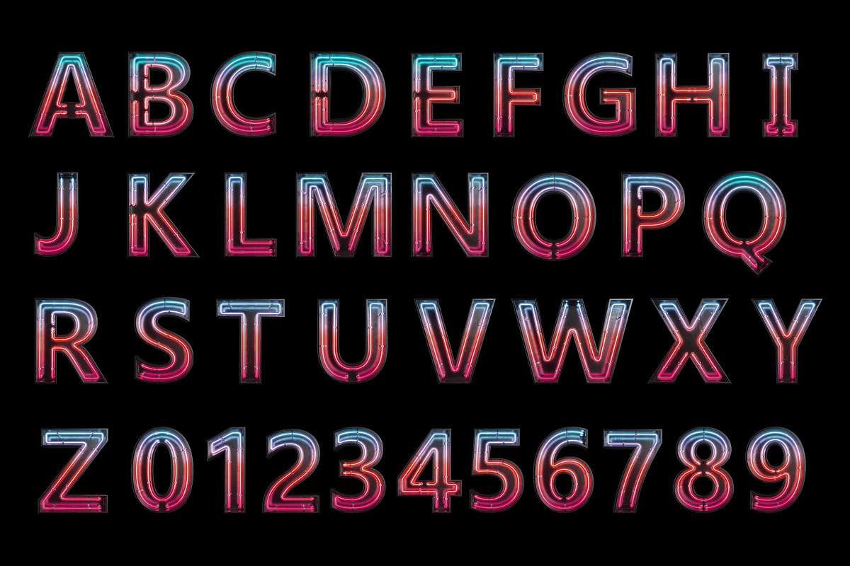 Neon light Alphabet letters, a Decorative Illustration by S_design (Photo 2 of 8)